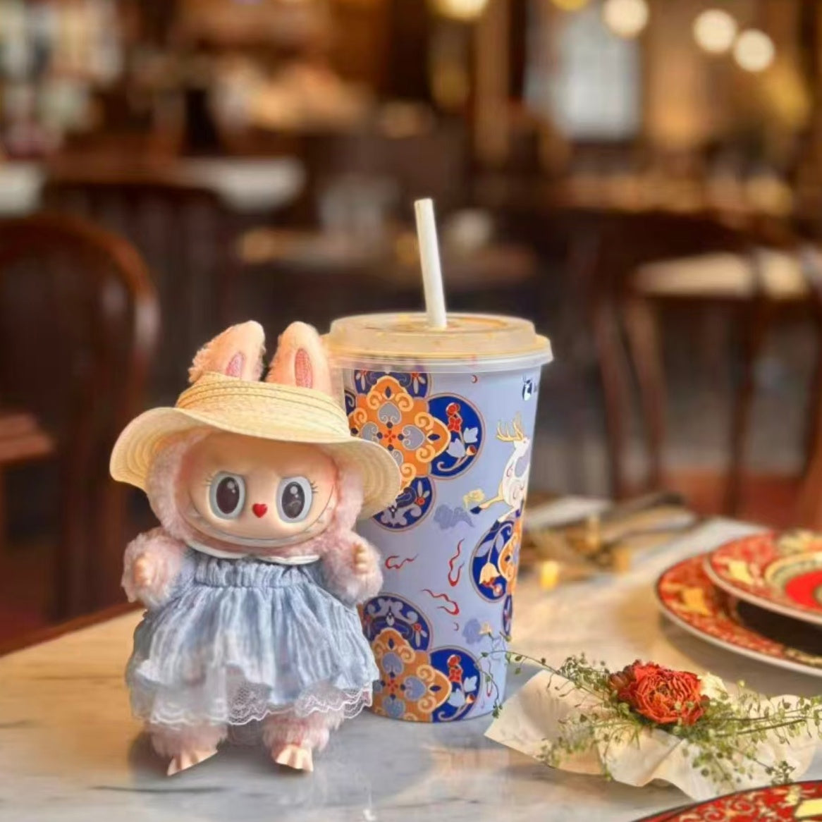 Pop Mart MOKOKO Summer Party Series Labubu The Blue Diamond Vinyl Doll Keychain