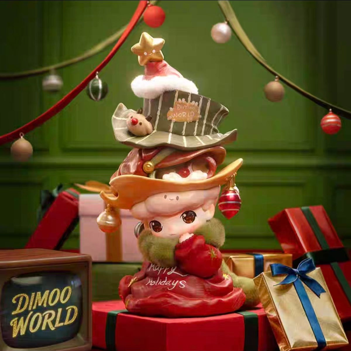 POPMART DIMOO Becomes a Christmas Tree Figurine Toy Ornament