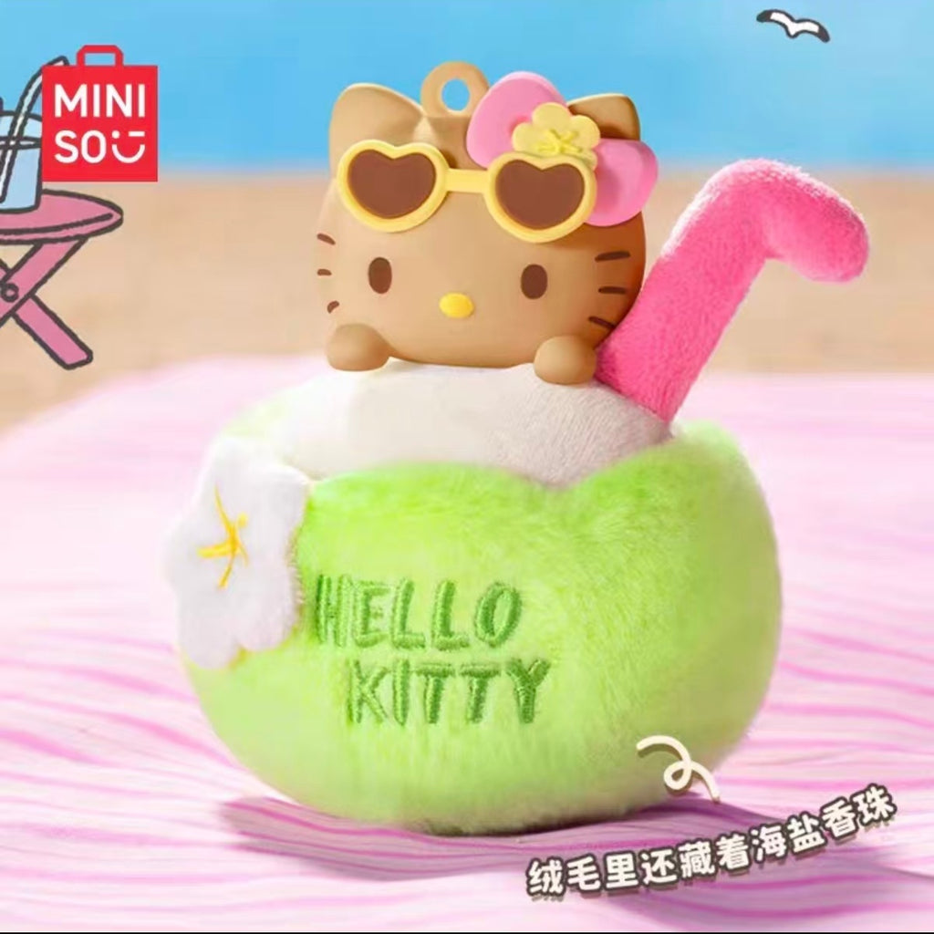 MINISO HELLO KITTY Hello Kitty Summer Black Leather Series Plush Aromatherapy Blind Box