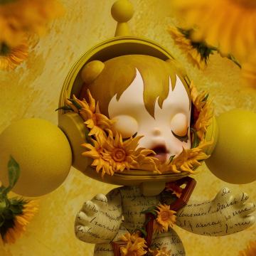 Pop Mart MEGA α SKULLPANDA 1000% Van Gogh Museum Sunflowers